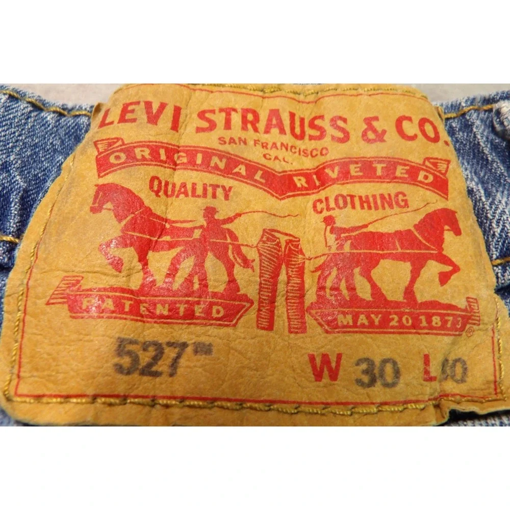 Levis 527 Slim Bootcut Jeans Men 30x30 Blue Denim Light Wash Red Tab Casual Work